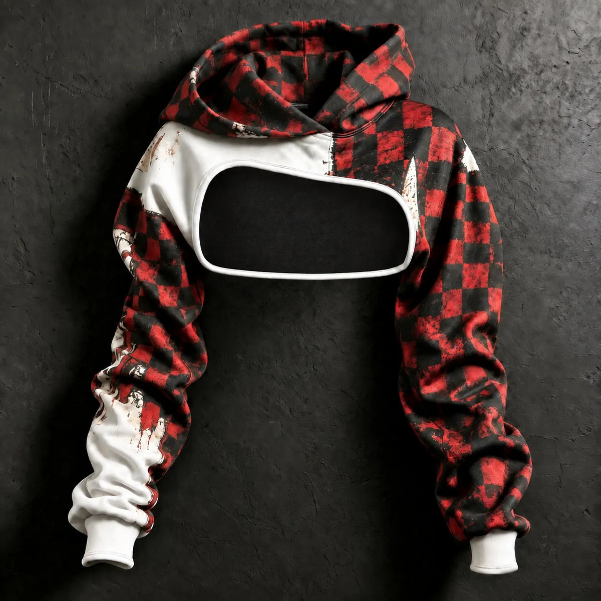 Women's Retro Halloween Plaid Cat Print Hoodie Two-piece Set