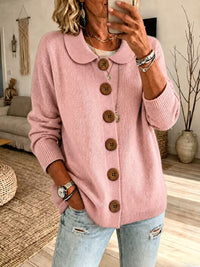 Solid Color Casual Long Sleeve Button Cardigan Coat