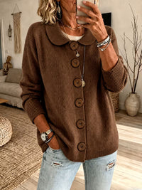 Solid Color Casual Long Sleeve Button Cardigan Coat