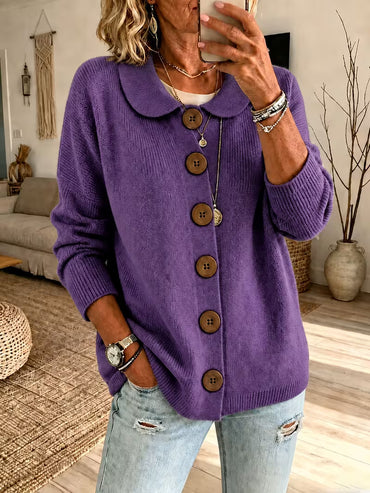 Solid Color Casual Long Sleeve Button Cardigan Coat