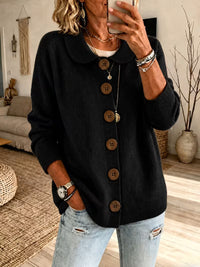 Solid Color Casual Long Sleeve Button Cardigan Coat
