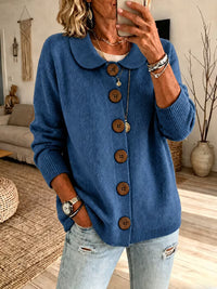 Solid Color Casual Long Sleeve Button Cardigan Coat