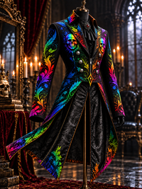 Men's Gothic Punk Art Print Swallow-Tailed Coat