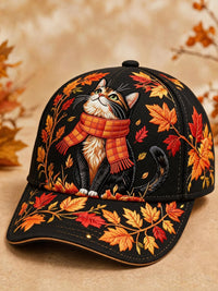 Autumn Cat Print Baseball Cap