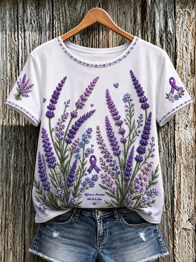 Women's Casual Alzheimer's Awareness Print Top