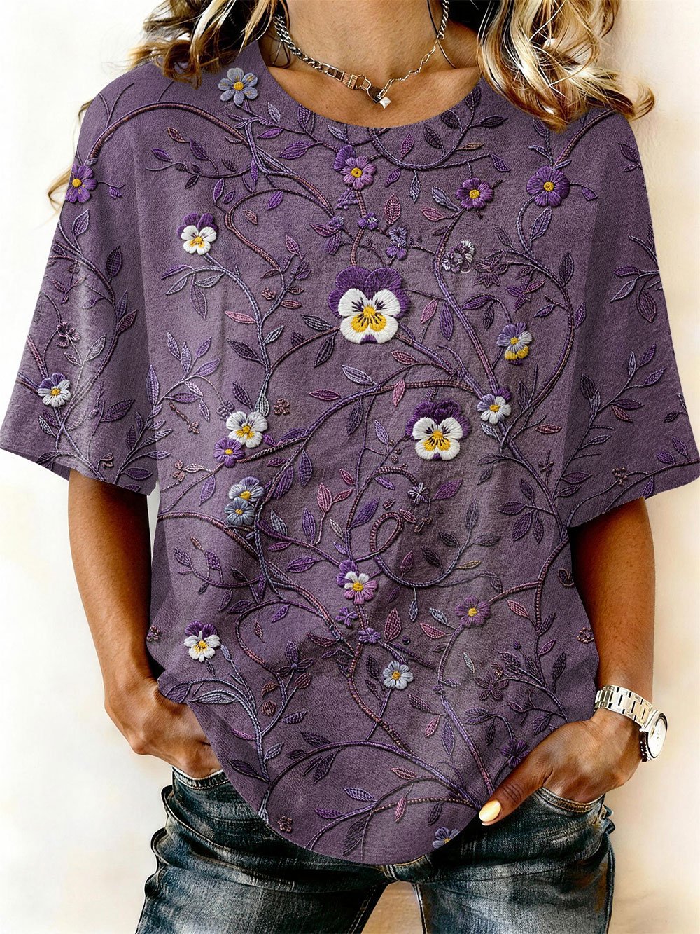 Women's Alzheimer's Awareness Crew Neck Short-Sleeve T-Shirt