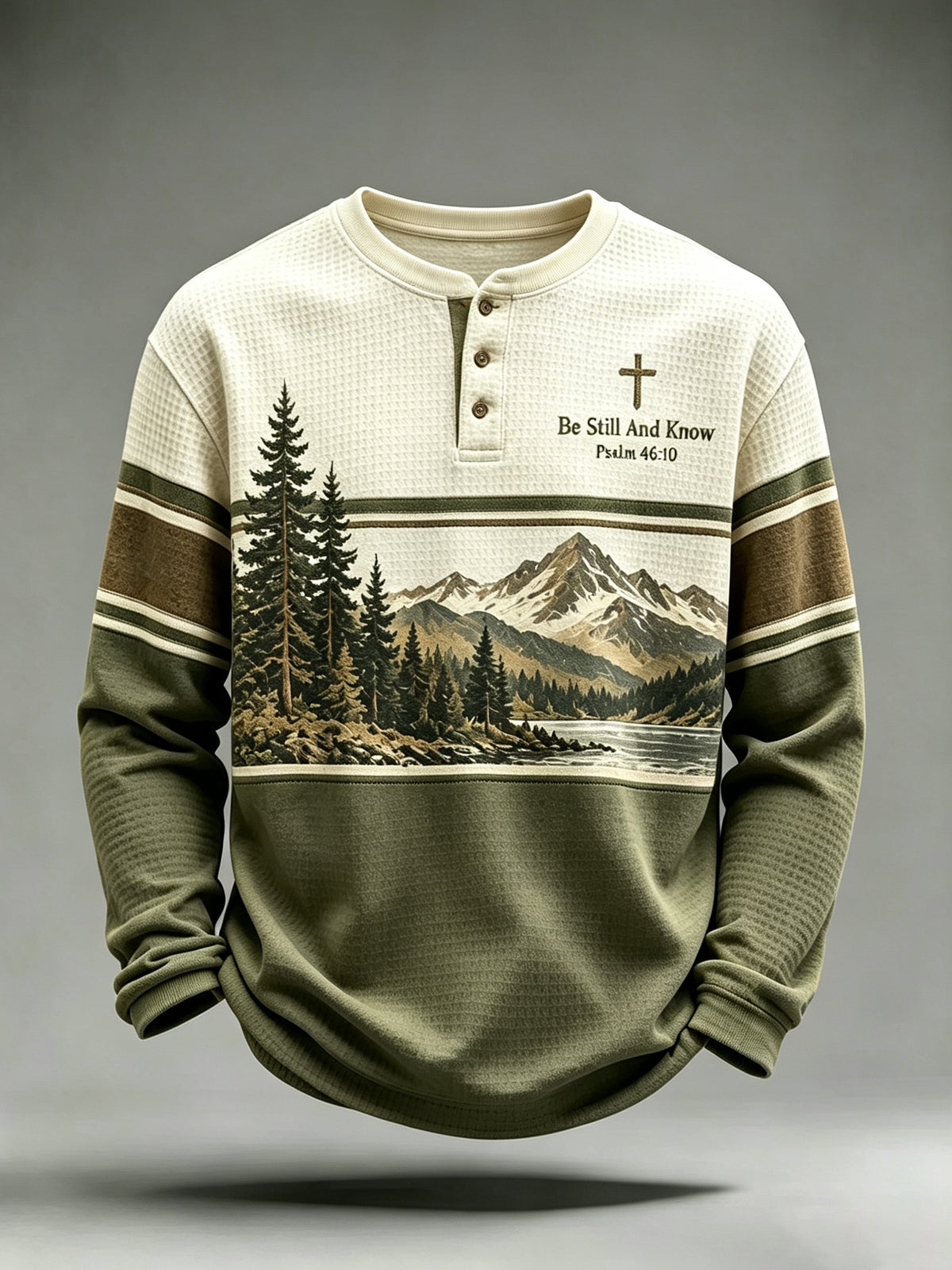 Men's Be Still And Know Psalm 46:10 Printed Waffle-Knit Top