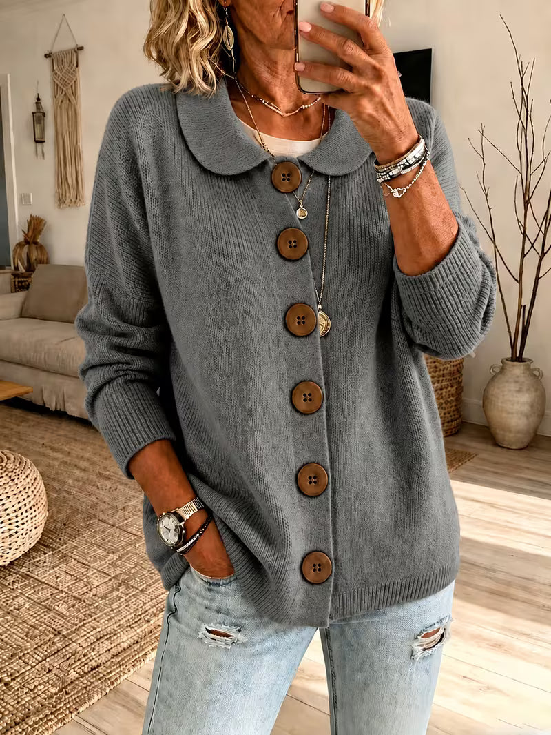 Solid Color Casual Long Sleeve Button Cardigan Coat