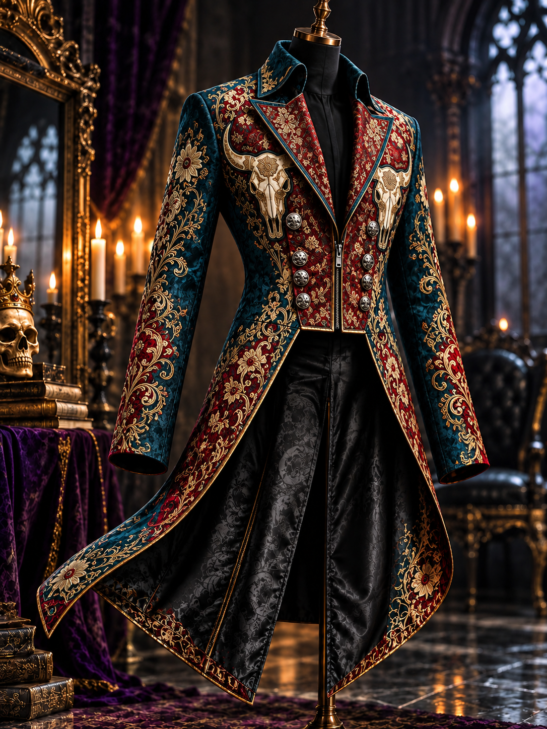 Men's Western Art Print Swallow-Tailed Coat
