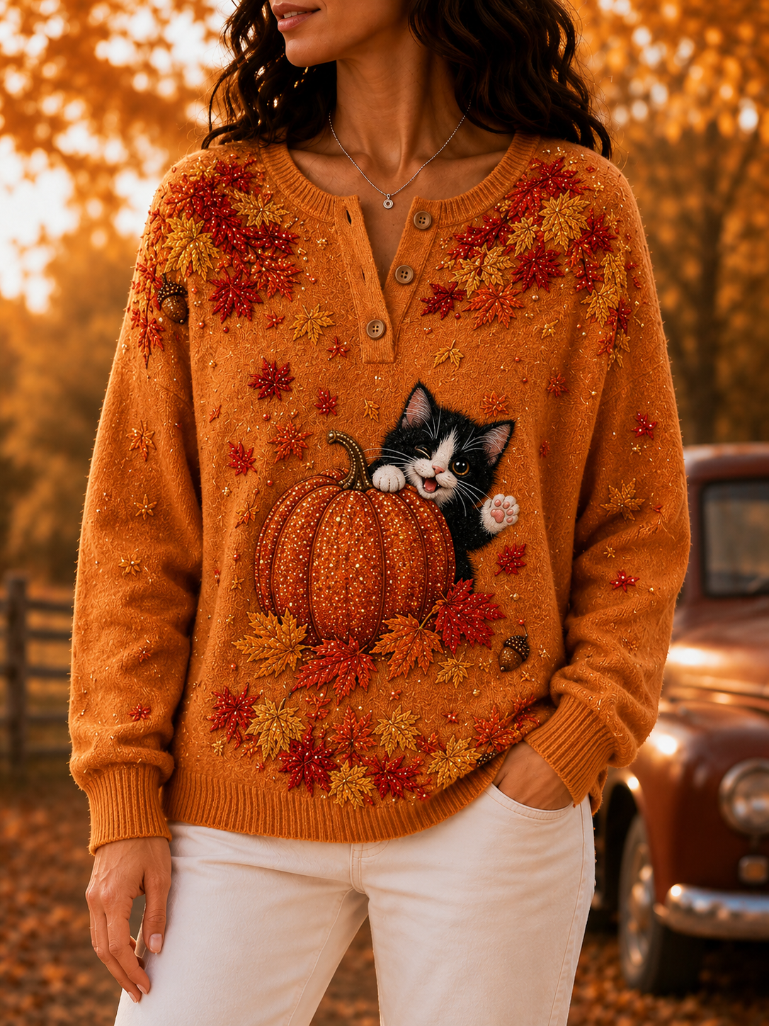 Women's Autumn Animal Print Knit Sweater