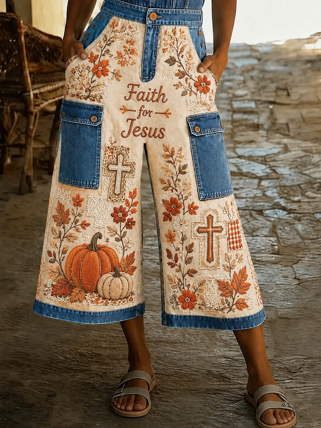 Women's Fall For Jesus Art Print Casual Pants