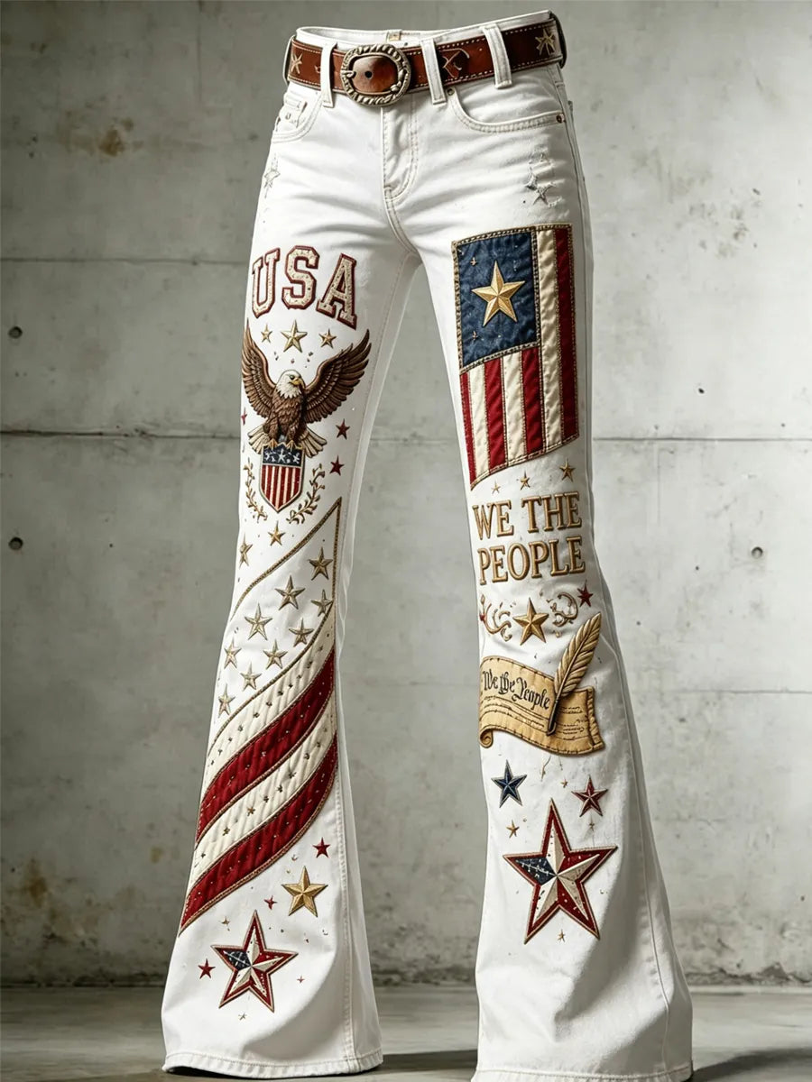 Women's 250th Anniversary Diamond Printed Casual Jeans