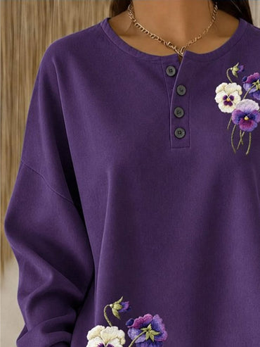 Women's Casual Crew-Neck Ombré Print Pullover Sweatshirt