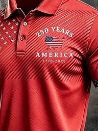 Men's Retro 250th America Anniversary Short-Sleeve Polo Shirt