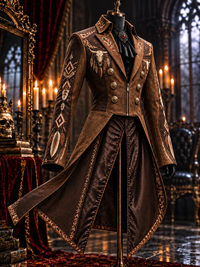 Men's Gothic Punk Art Print Swallow-Tailed Coat