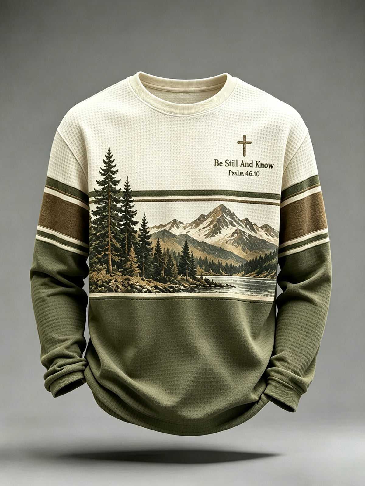 Men's Be Still And Know Psalm 46:10 Printed Waffle-Knit Top