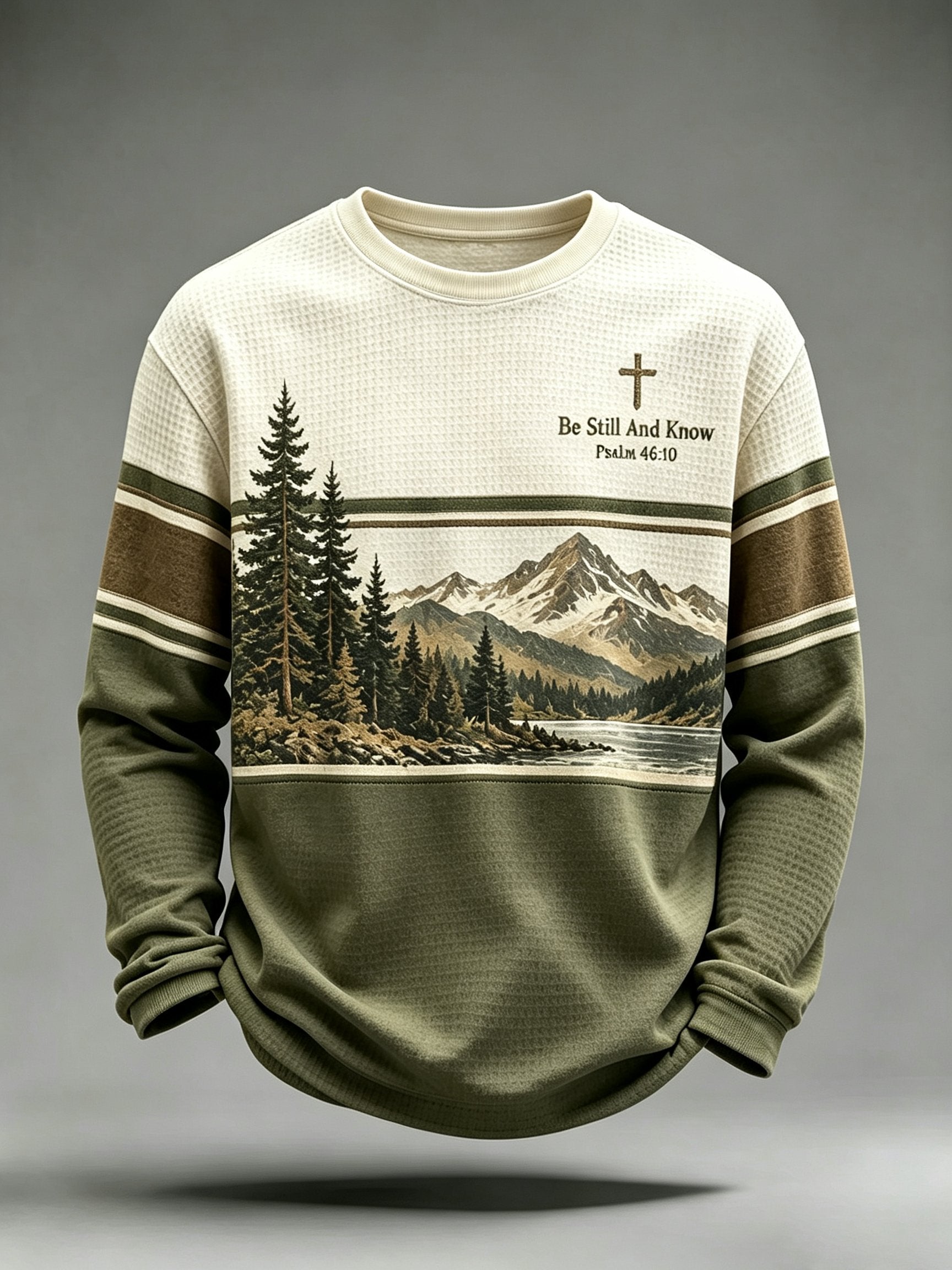 Men's Be Still And Know Psalm 46:10 Printed Waffle-Knit Top