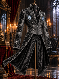 Men's Gothic Punk Art Print Swallow-Tailed Coat