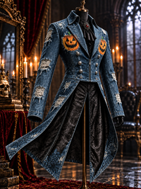 Men's Gothic Punk Art Print Swallow-Tailed Coat