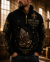Faith Art Print Long Sleeve Zipper Sweatshirt