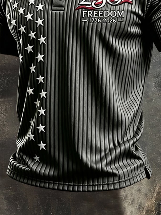 Men's Retro "Patriot" Color-Block Short-Sleeve Polo Shirt