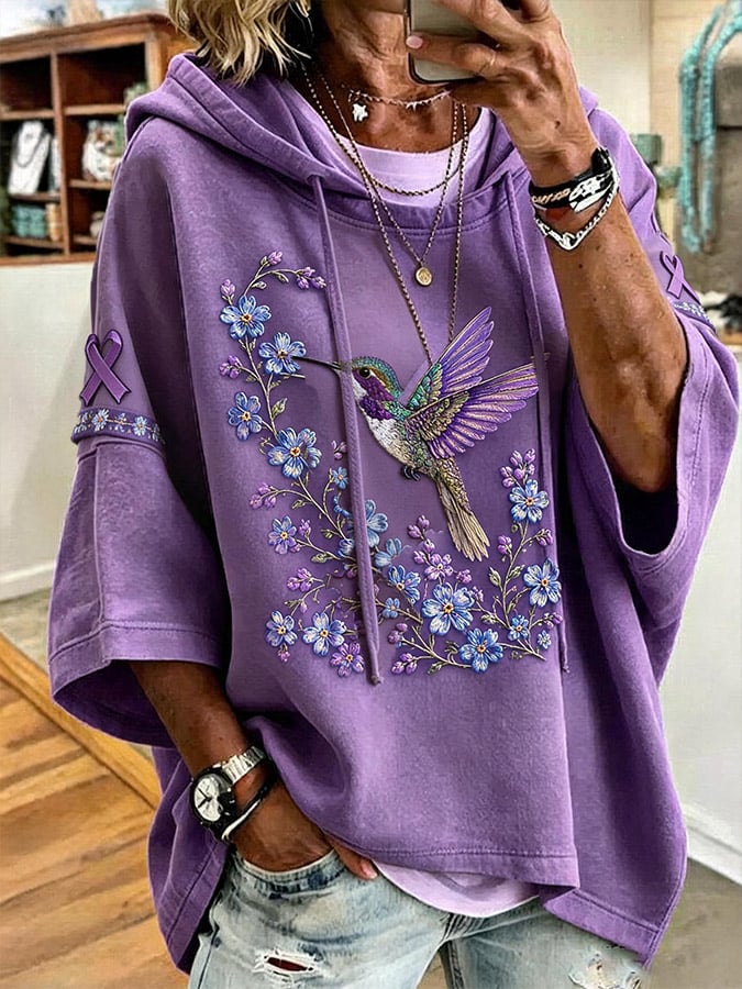 Women's Casual Alzheimer's Print Loose Hoodie