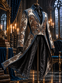 Men's Gothic Punk Art Print Swallow-Tailed Coat