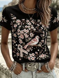 Pink for Myself Printed Casual T-shirt for Women - Breast Cancer Prevention Campaign