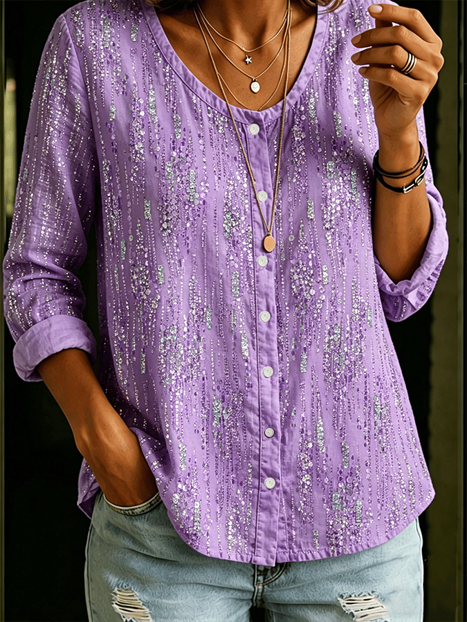 Women's Retro Purple Artistic Cotton Linen Shirt