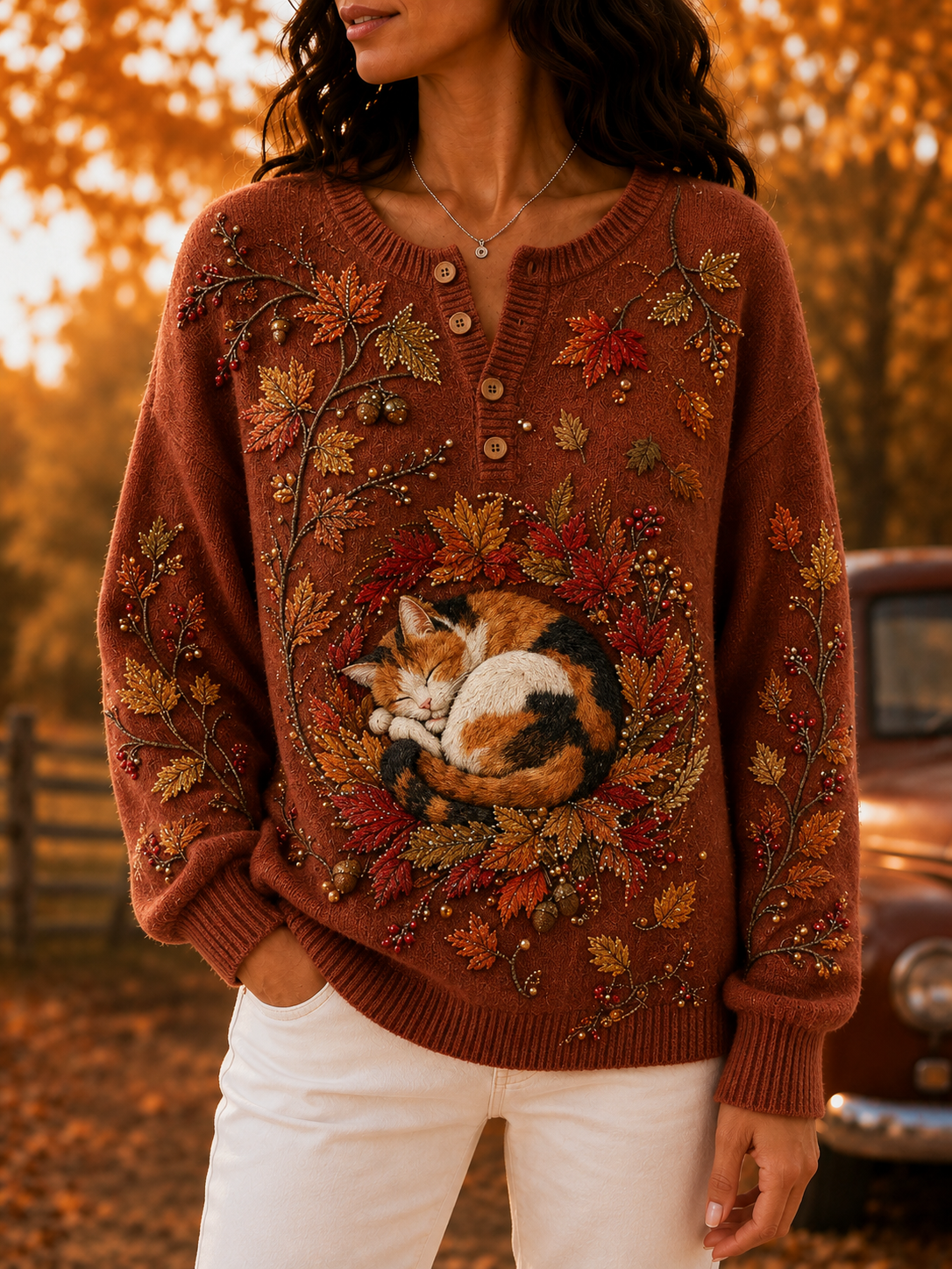 Women's Autumn Animal Print Knit Sweater