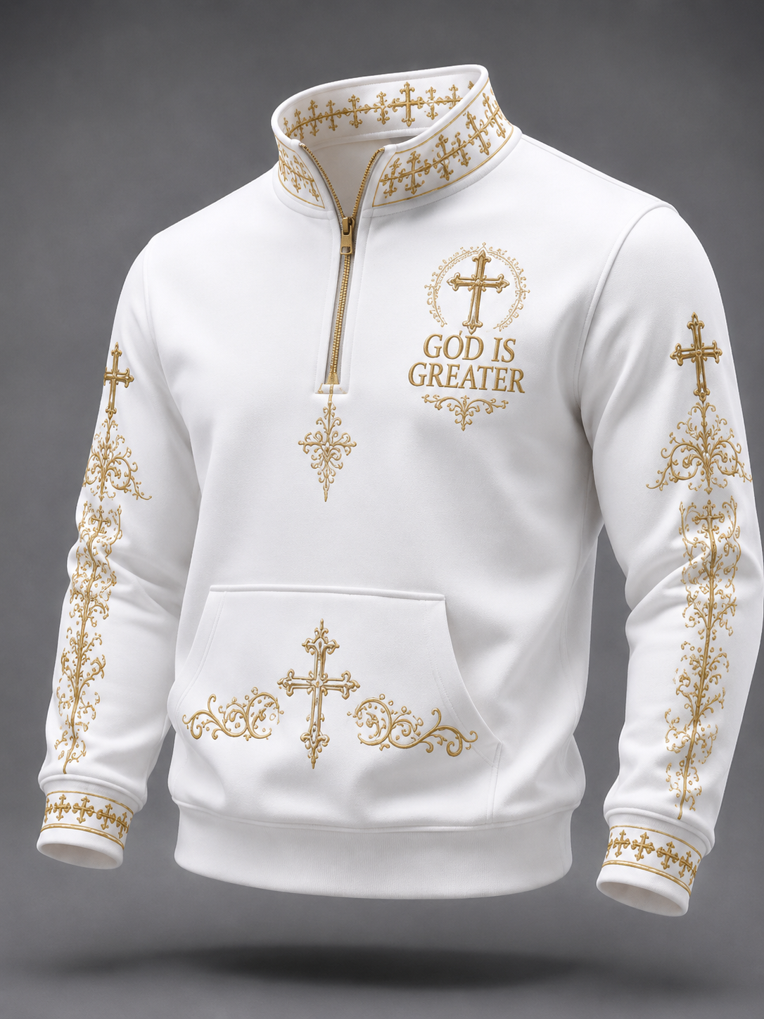 Faith Art Print Long Sleeve Zipper Sweatshirt