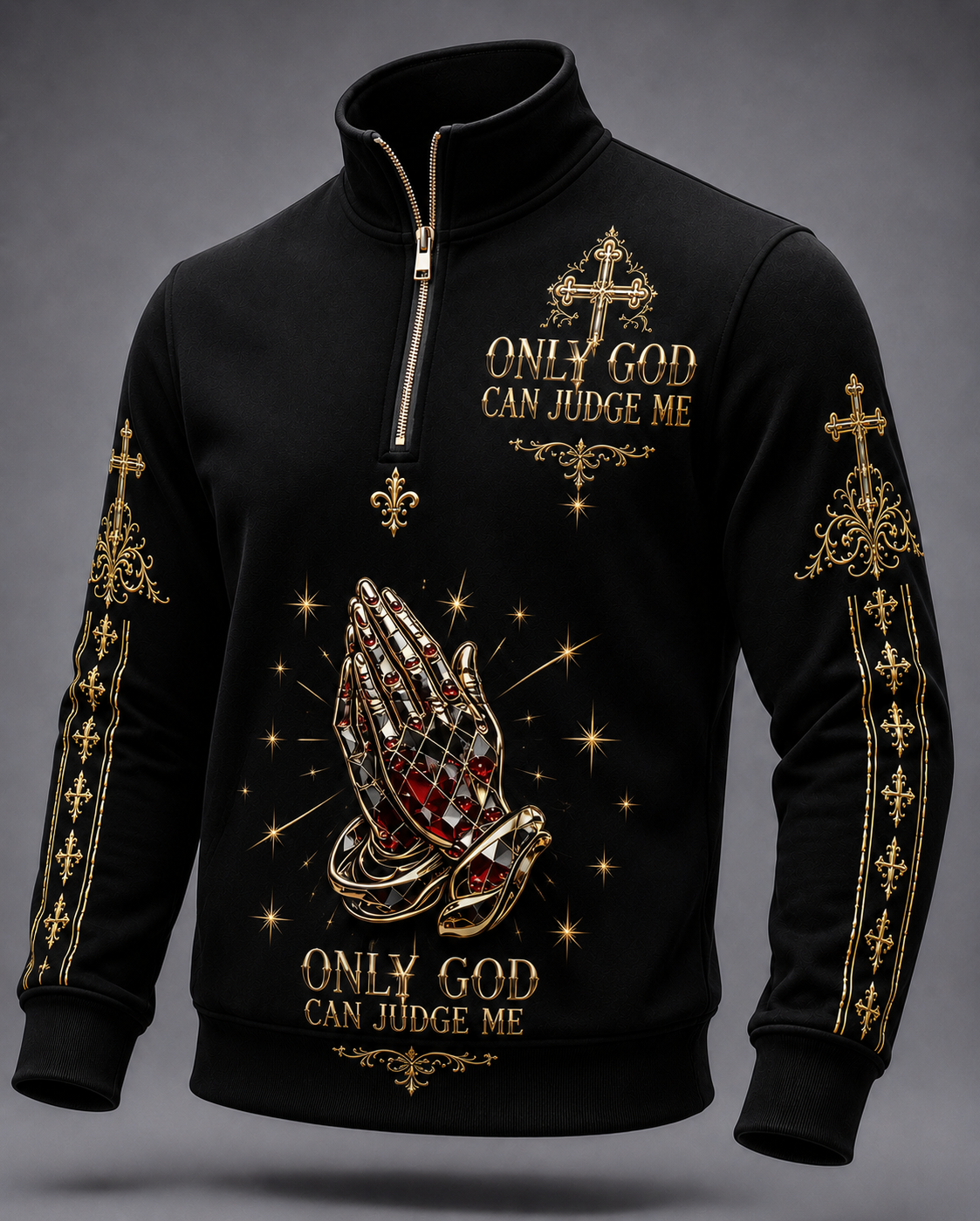 Faith Art Print Long Sleeve Zipper Sweatshirt