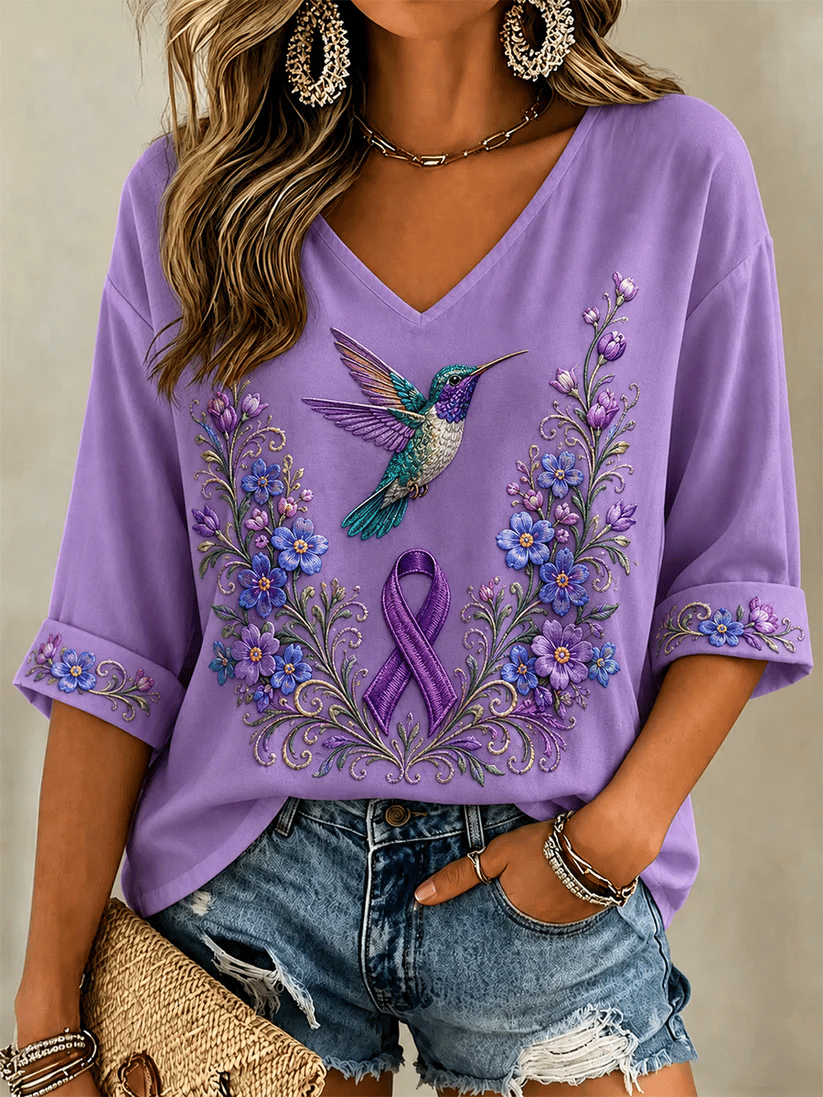 Women's Casual Floral Print Alzheimer's-Friendly Top
