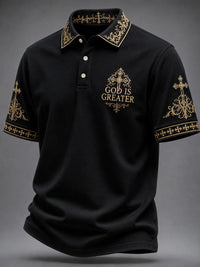 Men's 'God Is Greater' Print Casual Shirt