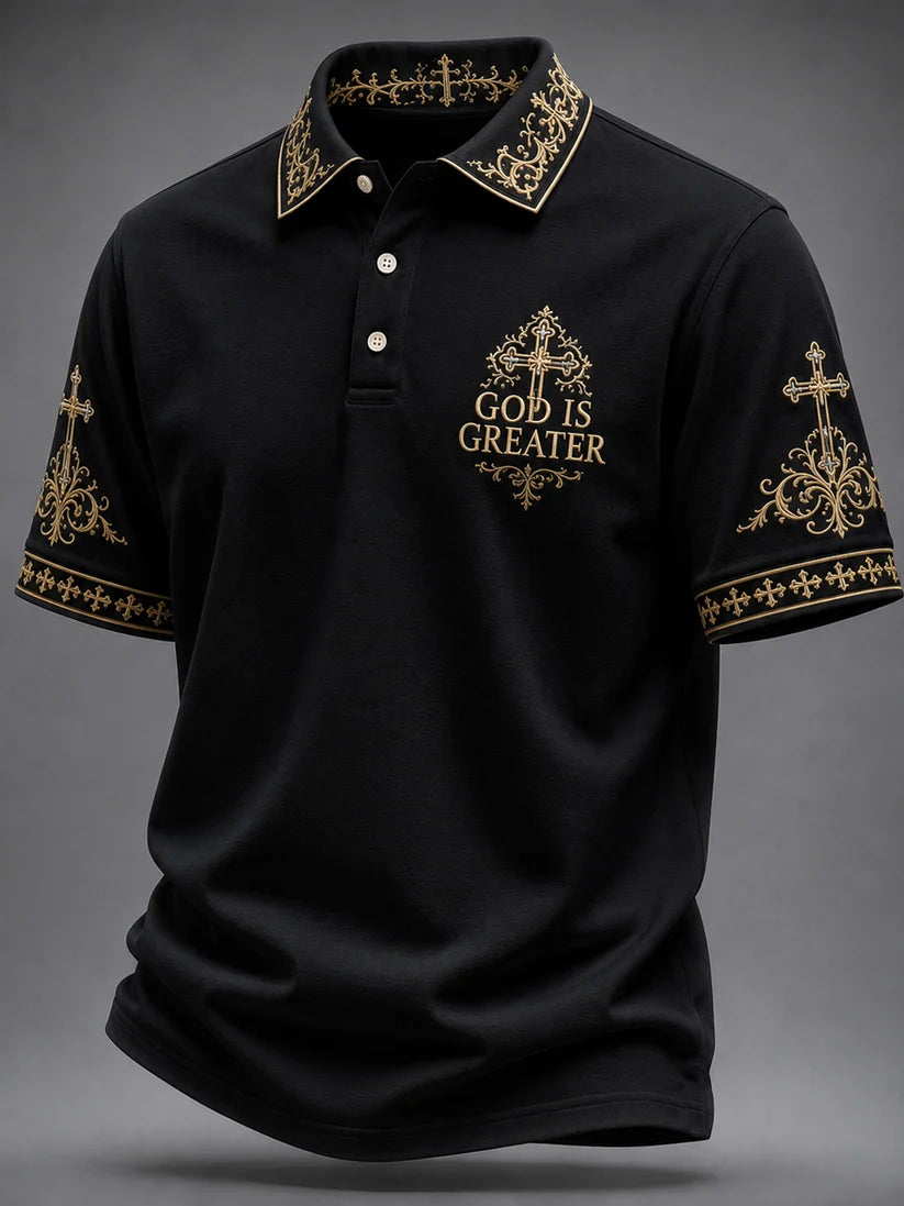 Men's 'God Is Greater' Print Casual Shirt